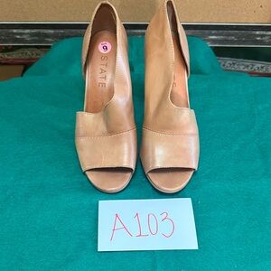 1 STATE Women's Tan Open Toe Heels